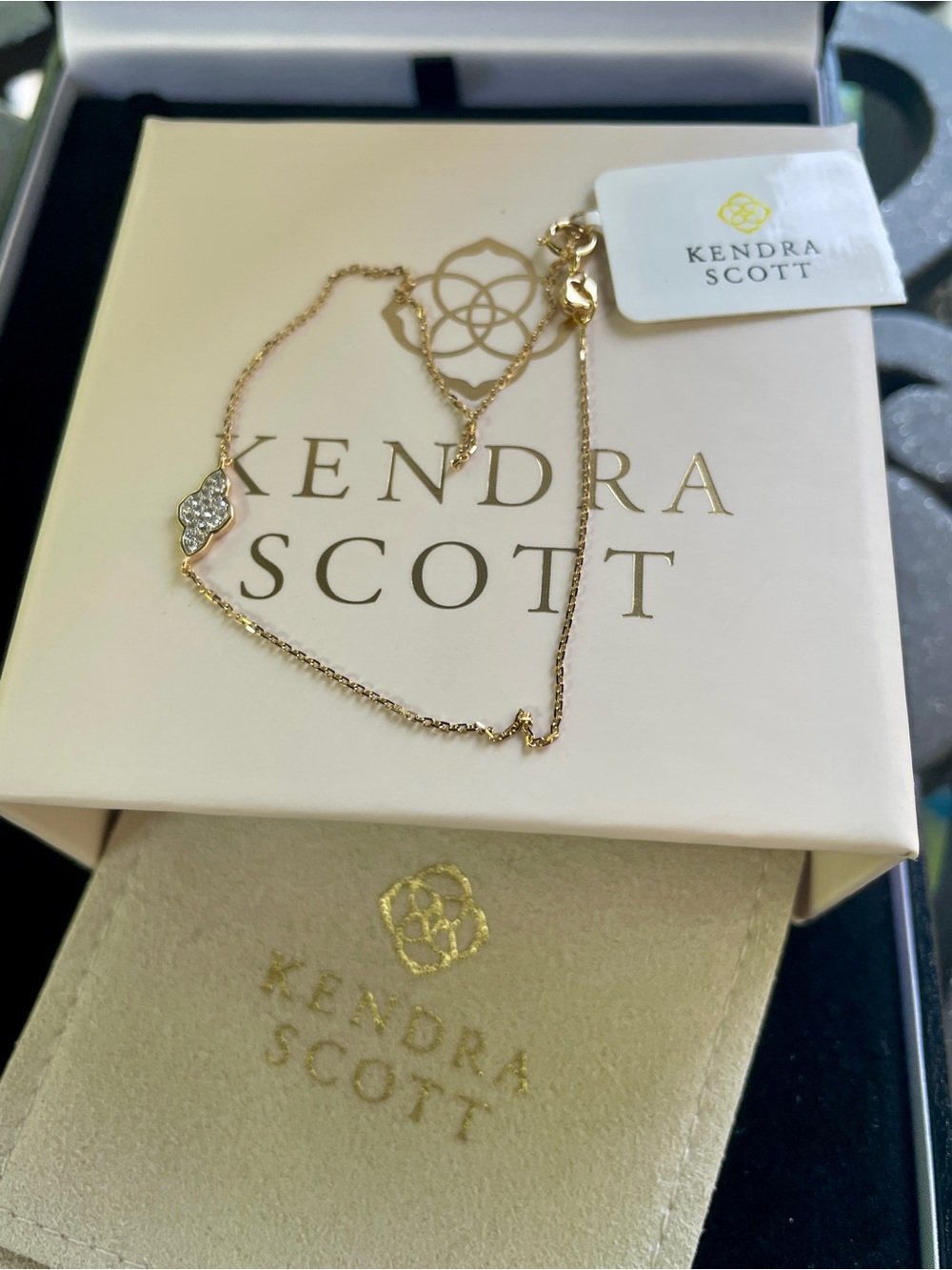 Kendra Scott Fine Jewelry Abbie 14k Yellow Gold Pave Delicate Chain Bracelet NWT